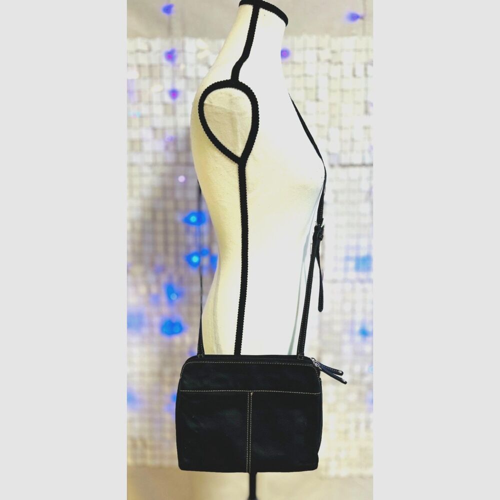 Tignanello black pebbled leather crossbody bag